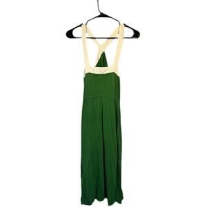 Eloise Green White Drawstring Waist Crisscross Back Sleeveless Dress Women Sz S
